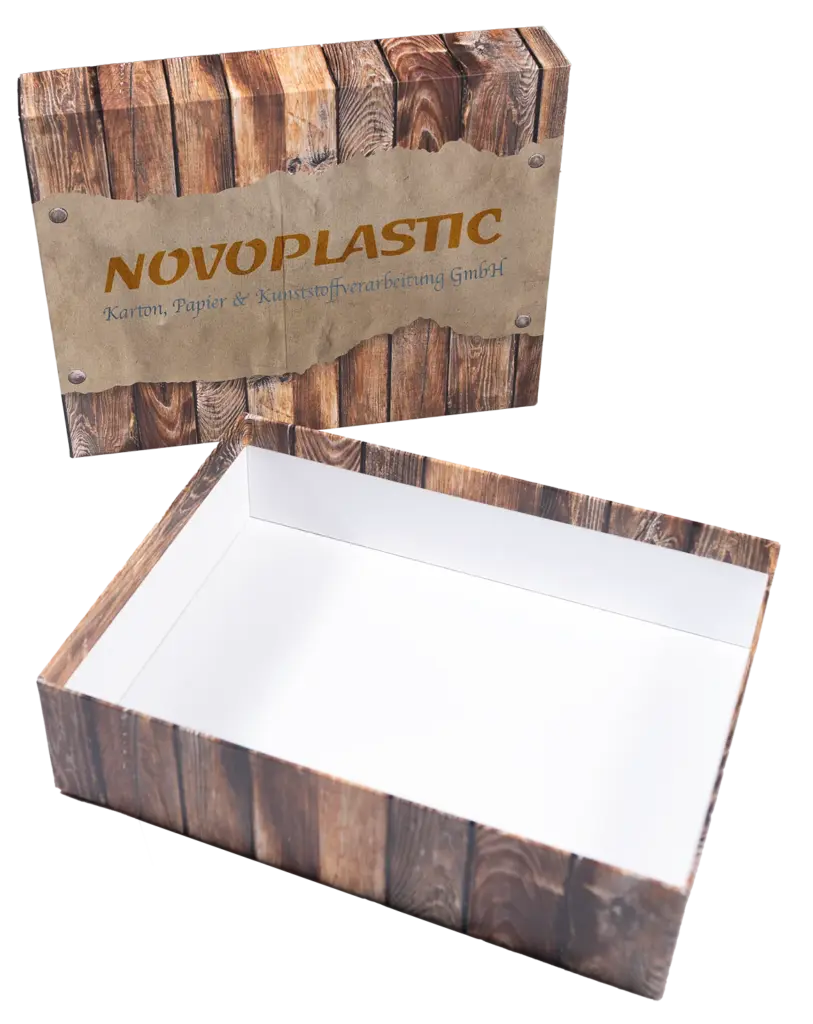 Box mit Holzdruck